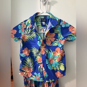 Mommy and Me Matching Tropical Dress and Buttons Downs.